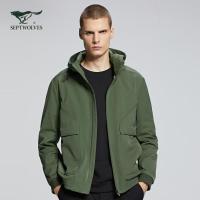 七匹狼运动夹克外套男士2020秋冬装外套连帽长袖梭织单茄克青年上衣男装衣服