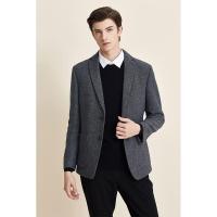 七匹狼西服男士2020年秋季商务休闲平驳领羊毛混纺便西西装男装外套