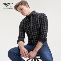 Septwolves七匹狼2019秋季长袖衬衣标准男士格子衬衫