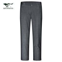 七匹狼休闲裤男士新款时尚商务微弹修身暗格纹裤子