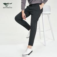七匹狼休闲裤男士秋季新款生活休闲修身长裤002(黑灰)31A