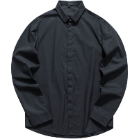 七匹狼旗下16N官方16EME NORD男纯棉休闲时尚潮流长款衬衫休闲青春流行上衣黑/白