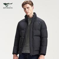 【商场同款】七匹狼羽绒服男士冬季新款休闲时尚多彩透气保暖防泼水短装厚羽绒 001(黑色) 160/80A/S