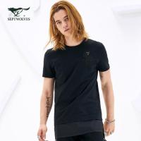 七匹狼男士夏季短袖T恤纯色百搭休闲款