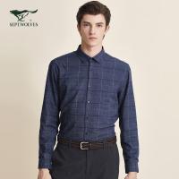 七匹狼男士暗格型夹绒长袖休闲衬衫20秋冬商务休闲保暖长衬