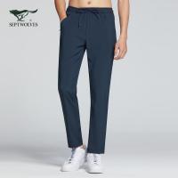 七匹狼运动裤秋冬新款男休闲弹力梭织直筒长裤抗静电安全拉链裤袋