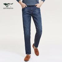 【预估价123】七匹狼牛仔裤男2019年秋季棉氨混纺时尚街头潮流长裤102(深蓝)