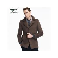 七匹狼毛呢大衣冬季中青年男士围巾领可拆卸保暖外套男装