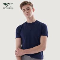 七匹狼短袖T恤男2019夏季时尚潮流商务休闲圆领男衣服短袖T恤