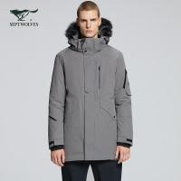 七匹狼羽绒服男士2020冬季新款梭织中长款可脱卸帽带帽毛羽绒服外套