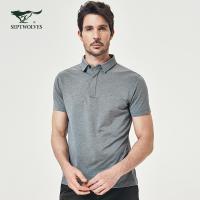 七匹狼短袖T恤男装2019夏装新款中年男士爸爸装纯色体恤Polo衫潮