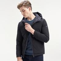 七匹狼羽绒服2019年冬季男士双面连帽短装羽绒外套001(黑色)