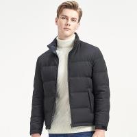 七匹狼羽绒服男士冬季2019商务休闲双面穿立领短装厚款迷彩保暖外套001(黑色)