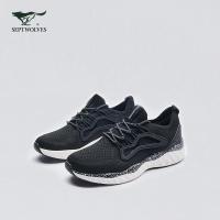 【预估价158】七匹狼男鞋2020年时尚运动休闲低帮纯色系带网面懒人轻盈男鞋