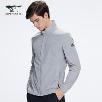 七匹狼梭织立领风衣男2020春季新款男士皮肤衣休闲外套男装潮上衣