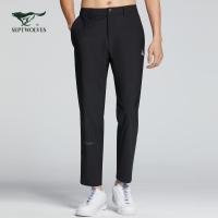 Q8【防泼水】七匹狼休闲裤男士2020秋季新款运动户外舒适弹力针织长裤001(黑色)