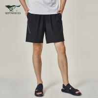七匹狼运动裤夏季青年户外休闲松紧系带五分裤弹力舒适短裤男
