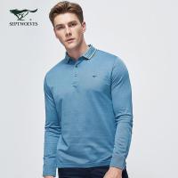 七匹狼长袖翻领T恤男士2020春夏季新款中青年纯色休闲POLO衫男装