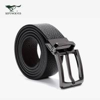 七匹狼腰带商务男士休闲针扣带头简约二层双面带身皮带男001(黑色)
