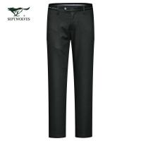 Q【商场同款】七匹狼休闲裤男 秋季新款时尚商务休闲合体休闲裤 001(黑色) 38A