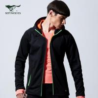七匹狼户外运动薄夹克外套青年男士春季新款时尚休闲连帽针织夹克