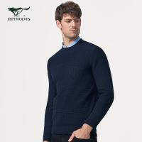 七匹狼男士毛衫2018新款长袖毛衣男圆领套头针织衫时尚休闲男装