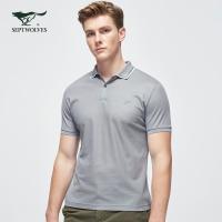七匹狼短袖T恤男士2020夏季新款商务休闲丝光棉灰色翻领polo衫上装005(浅灰)