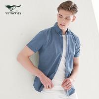 七匹狼短袖衬衫青年男士时尚商务休闲英伦2019夏季新款男士衬衣
