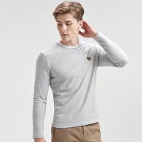 七匹狼长袖T恤男中青年秋季时尚休闲净色圆领T恤男