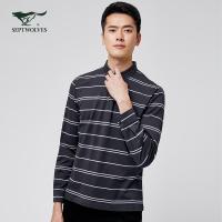 七匹狼男士长袖翻领T恤2020秋季新款体恤衫中青年男装POLO衫