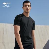 七匹狼短袖T恤男户外2020年夏季新运动圆领青年弹力胶条正品男装