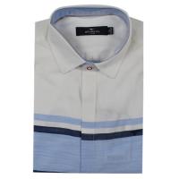 七匹商场专柜正品夏季新男士拼色条纹短袖休闲衬衫