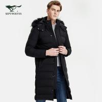 七匹狼2020冬季男士棉服中长款时尚保暖抗寒连帽休闲百搭