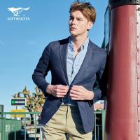 七匹狼单西2019春季青年男士亚麻舒适商务休闲单西合体西服