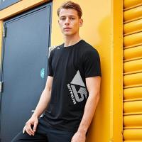 七匹狼圆领短袖T恤夏青年休闲弹力运动打底衫户外跑步上衣男