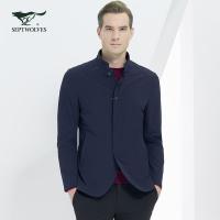 七匹狼夹克男时尚休闲外套百搭潮流茄克纯色春秋商务立领青年