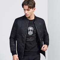 七匹狼羽绒服男2019冬季棒球领时尚商务休闲外套短款白鸭绒