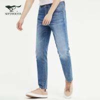 【冰氧吧】七匹狼牛仔九分裤2021春夏青年男装时尚休闲牛仔裤