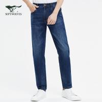 【冰氧吧】七匹狼牛仔长裤男2021春夏新款冰爽舒适字母绣花牛仔裤