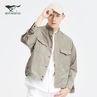 七匹狼夹克2021春夏新款男装休闲时尚舒适立领三防单夹克薄款外套