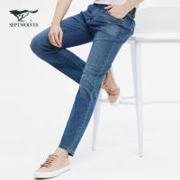 七匹狼牛仔裤男装2021春季新款棉弹舒适牛仔长裤直筒修身裤子男