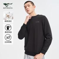 七匹狼男装2021春新款长袖圆领套头卫衣时尚多色字母印花针织上衣