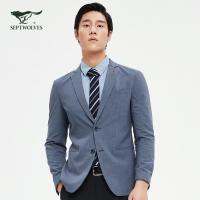 七匹狼西服男装2021春季新款弹力混纺便西茄克简约男士休闲单西潮