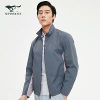 【三防】七匹狼夹克男2021春季新款撞色拼接单茄克四面弹立领外套