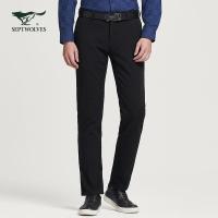 七匹狼休闲裤新款青年男士时尚商务休闲直筒休闲男装长裤001(黑色)38A