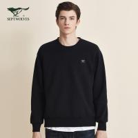 七匹狼卫衣男装2020秋冬新款男士圆领套头卫衣潮流休闲黑色套头衫