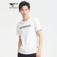 七匹狼品牌LOGO印花圆领短袖T恤2021春夏耐磨螺纹领男士T恤