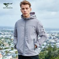 七匹狼运动风衣春夏男连帽休闲防晒衣户外训练夹克抗紫外线皮肤衣