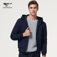 七匹狼棉服2冬季中青年男士时尚休闲连帽短款棉服外套