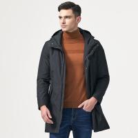 七匹狼棉服中青年男士时尚商务休闲连帽冬季保暖中长款外套男装